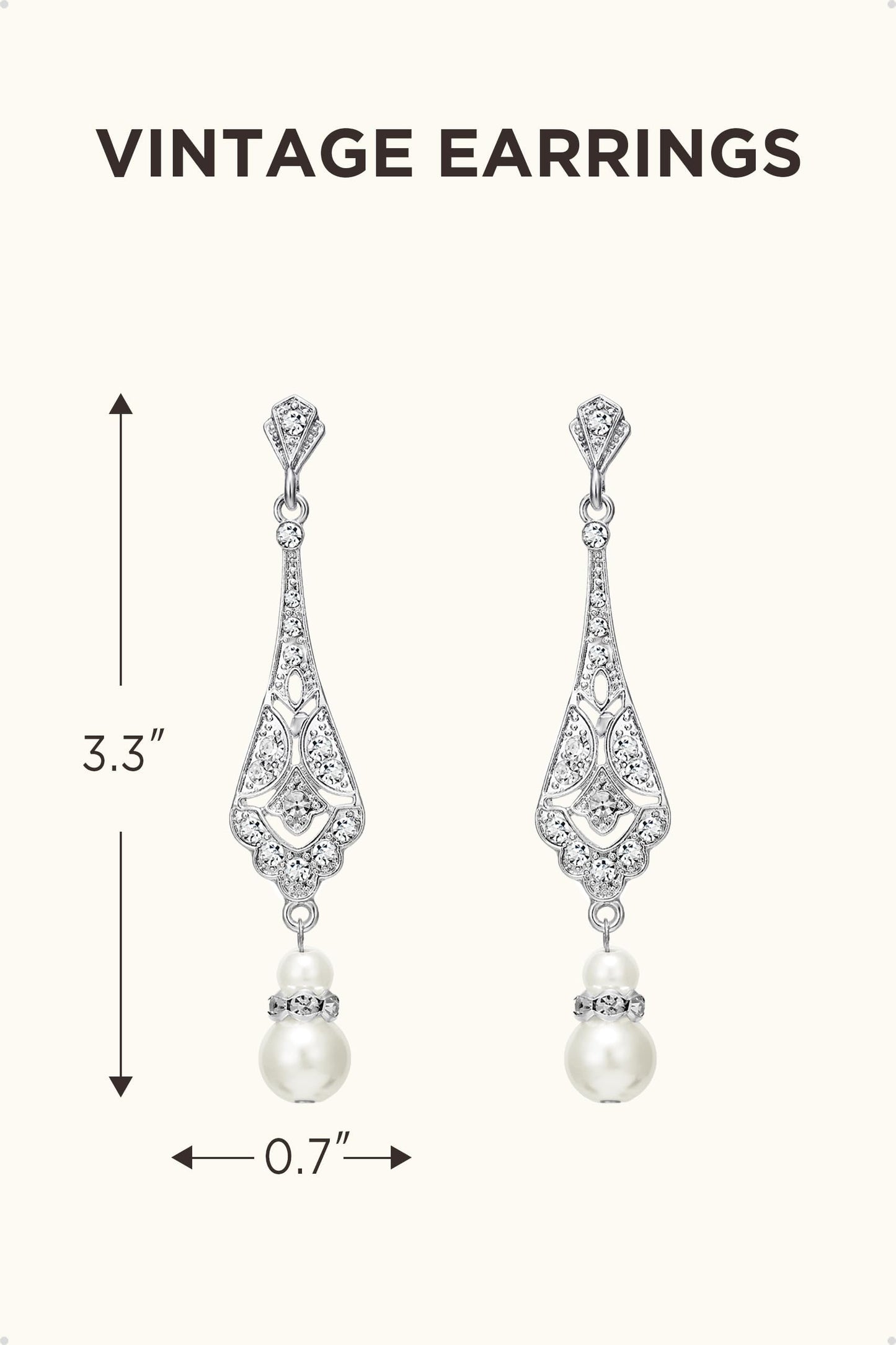BABEYOND 1920s Vintage Wedding Pearl Dangle Drop Earrings Art Deco Gatsby Earrings (Style 5-Silver)