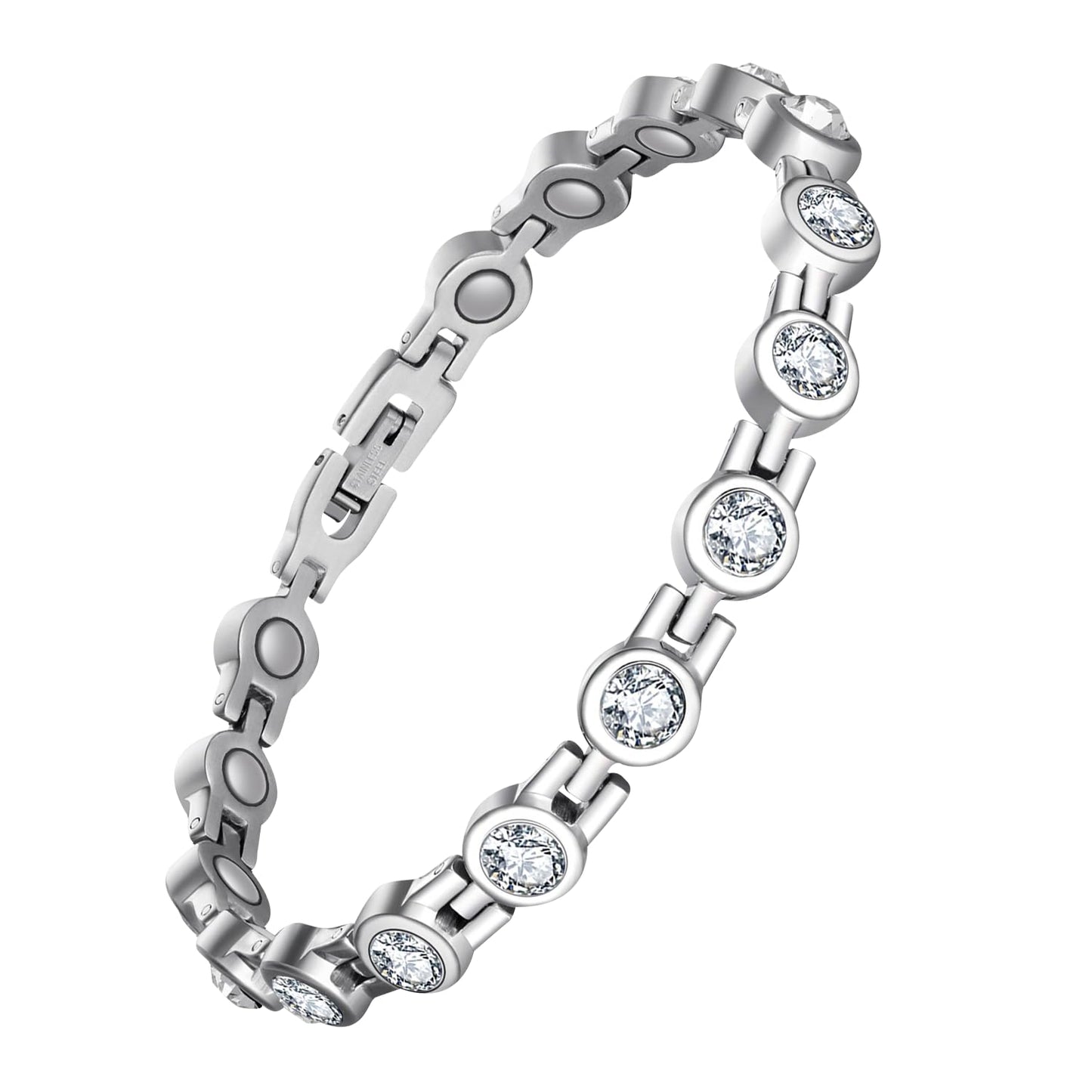 Jecanori Magnetic Bracelets for Women, Stainless Steel Magnetic Bracelet with Neodymium Magnets & Sparkling Crystals, Ideal Gifts