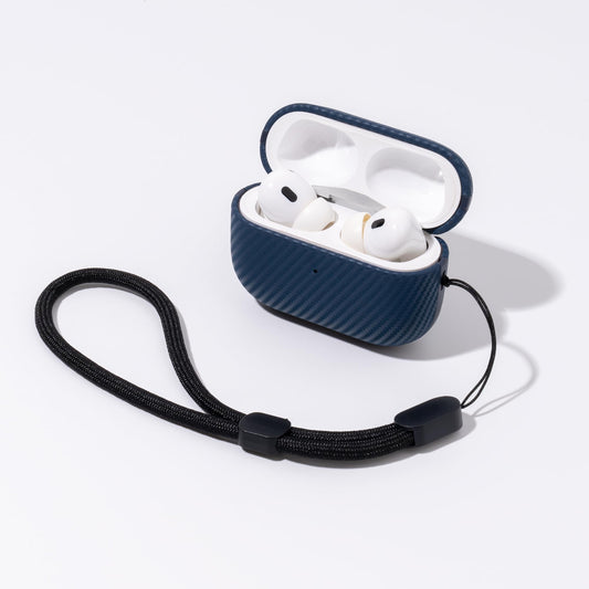 Tonghex for AirPods Pro 2 Case Leather | Slim Hard Cover Compatible with Airpods Pro 2nd / 1st Generation | Genuine Leather | Full Drop Protection Cover with Lanyard | Air Pods Pro Case - Blue
