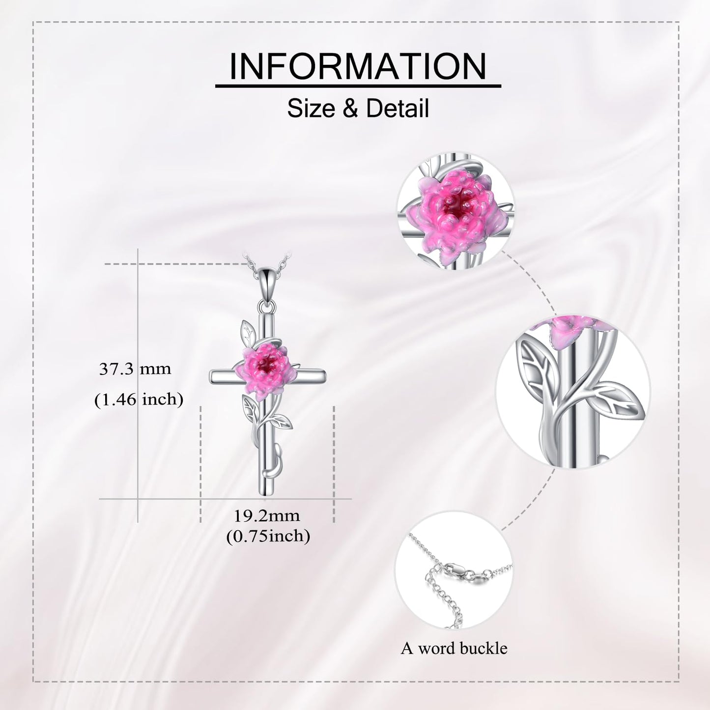 925 Sterling Silver Cross Chrysanthemums Pendant Necklace November Birth Flower Jewelry for Women Gifts