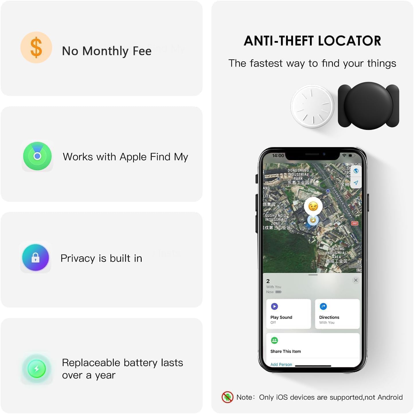 Dahetag (Black,1PCS) Tracker Device for Vehicles,Mini Hidden Car Tracker with Magnetic Case,No Monthly Fee Tracker,Car