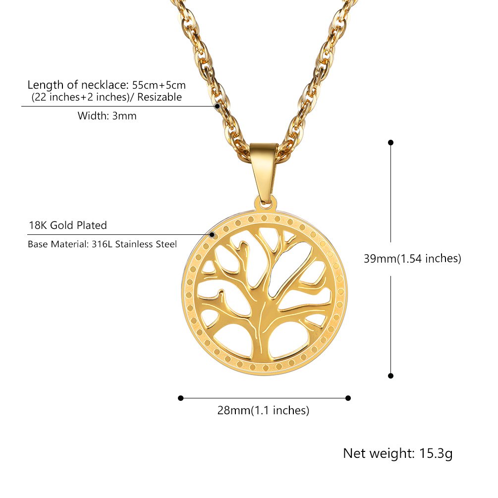 PROSTEEL 18K Gold Plated Necklaces Pendants Nature Spiritual Tree of Life Necklace Family Tree Necklace Women Jewelry