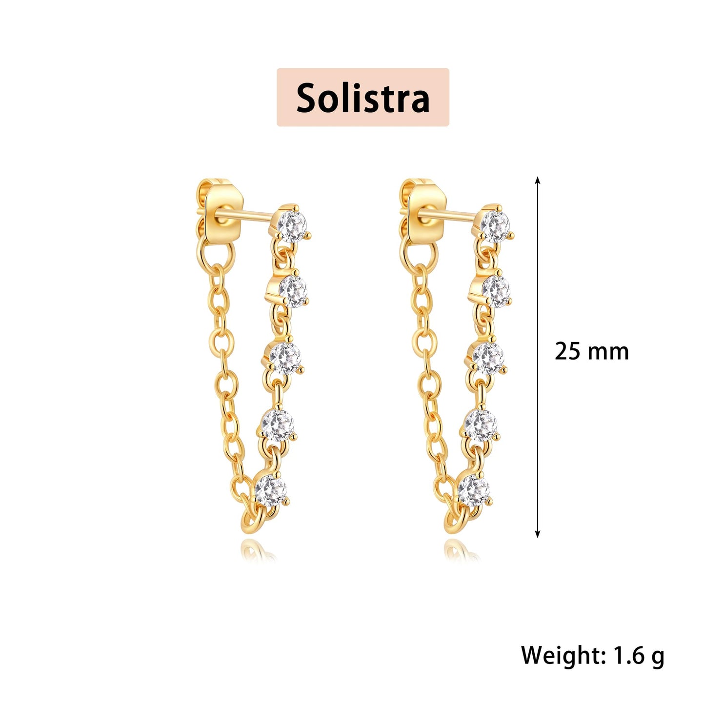 Solistra Gold Dangle Earrings for Women Trendy Triple Diamond Drop Earring Hypoallergenic Earrings for Women Wedding Jewelry Valentines Day Gifts for Her