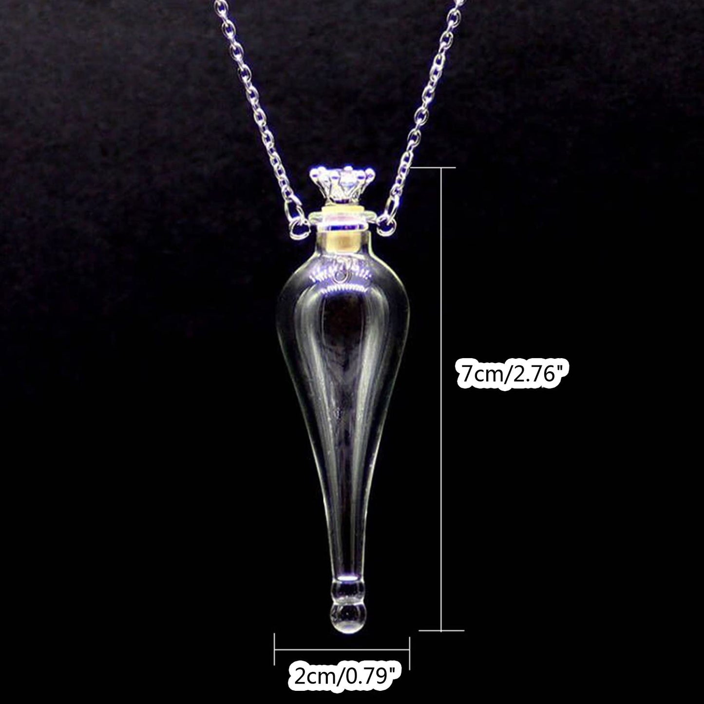 Women Long Necklace Clear Glass Aromatic Water Essential Oil Diffuser Bottle Natural Crystal Pendant for Girl Essential Oil Necklaces for