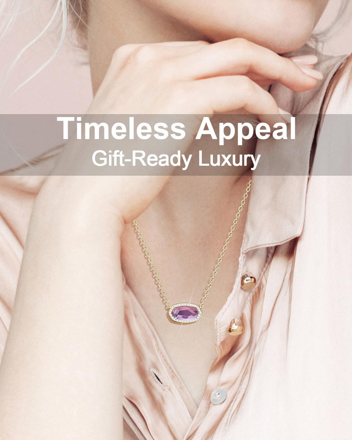 AICase 18K Gold Plated Pendant Necklace for Women,Diamond Rhinestone Dainty Fashion Jewelry,Anniversary Wedding Birthday Gifts for Women/MoM/Sister/Friends/Her/Wife/Grandma/Coworker_Pink