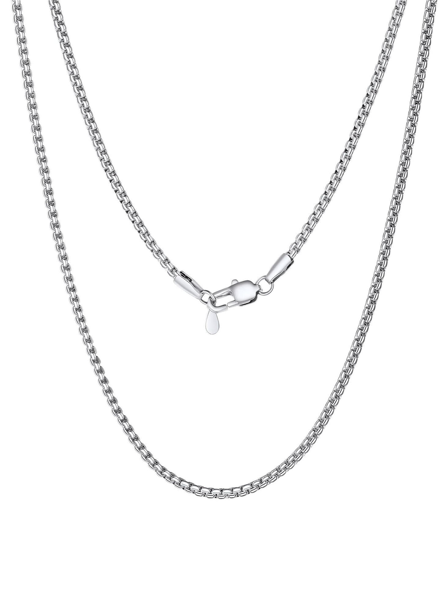 PROSTEEL Mens Chains Stainless Steel Trendy Flat Chain Silver Rust-Proof Necklace 28inch