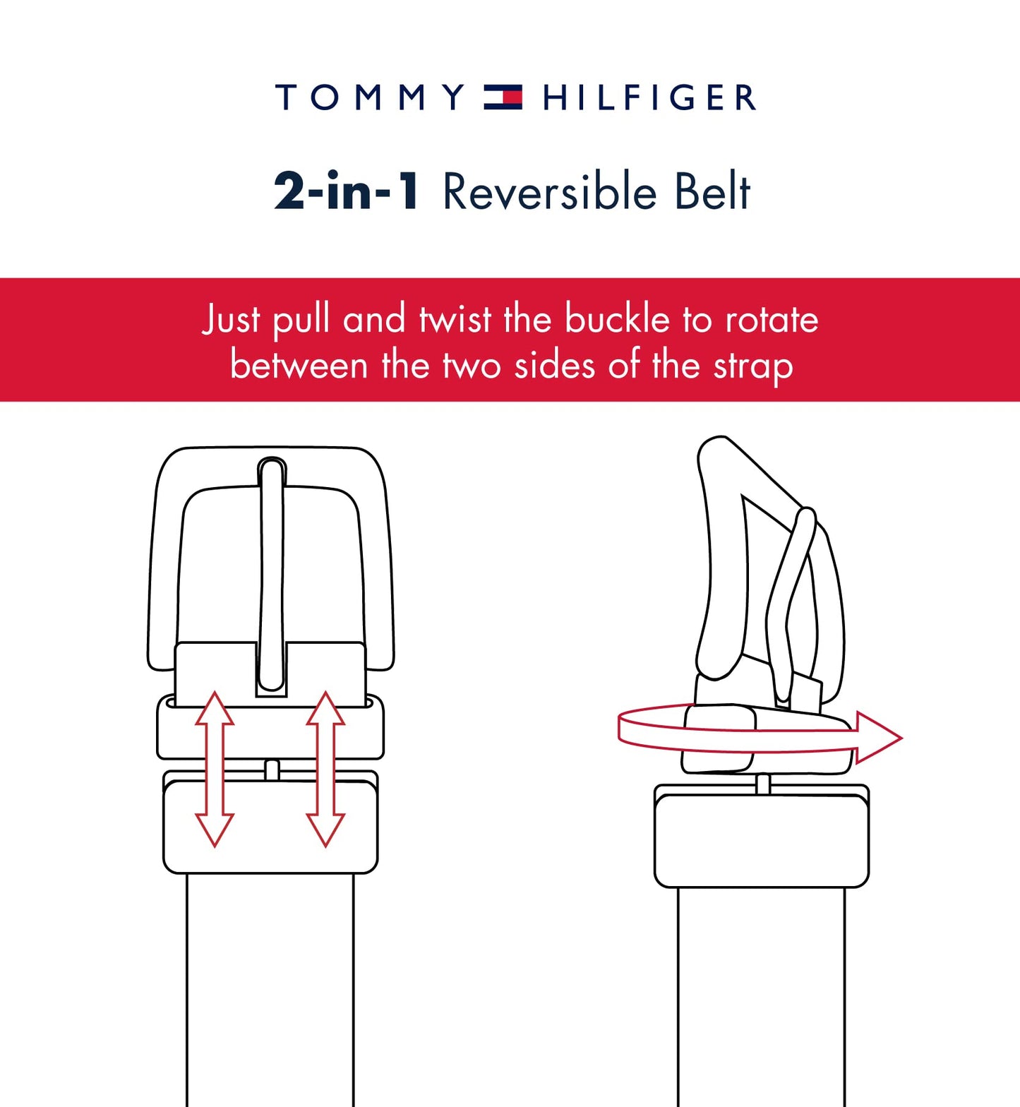 Tommy Hilfiger Men’s 2‑in‑1 Reversible Braided Leather Belt, Fully Adjustable Casual & Dress Style, Black/Brown