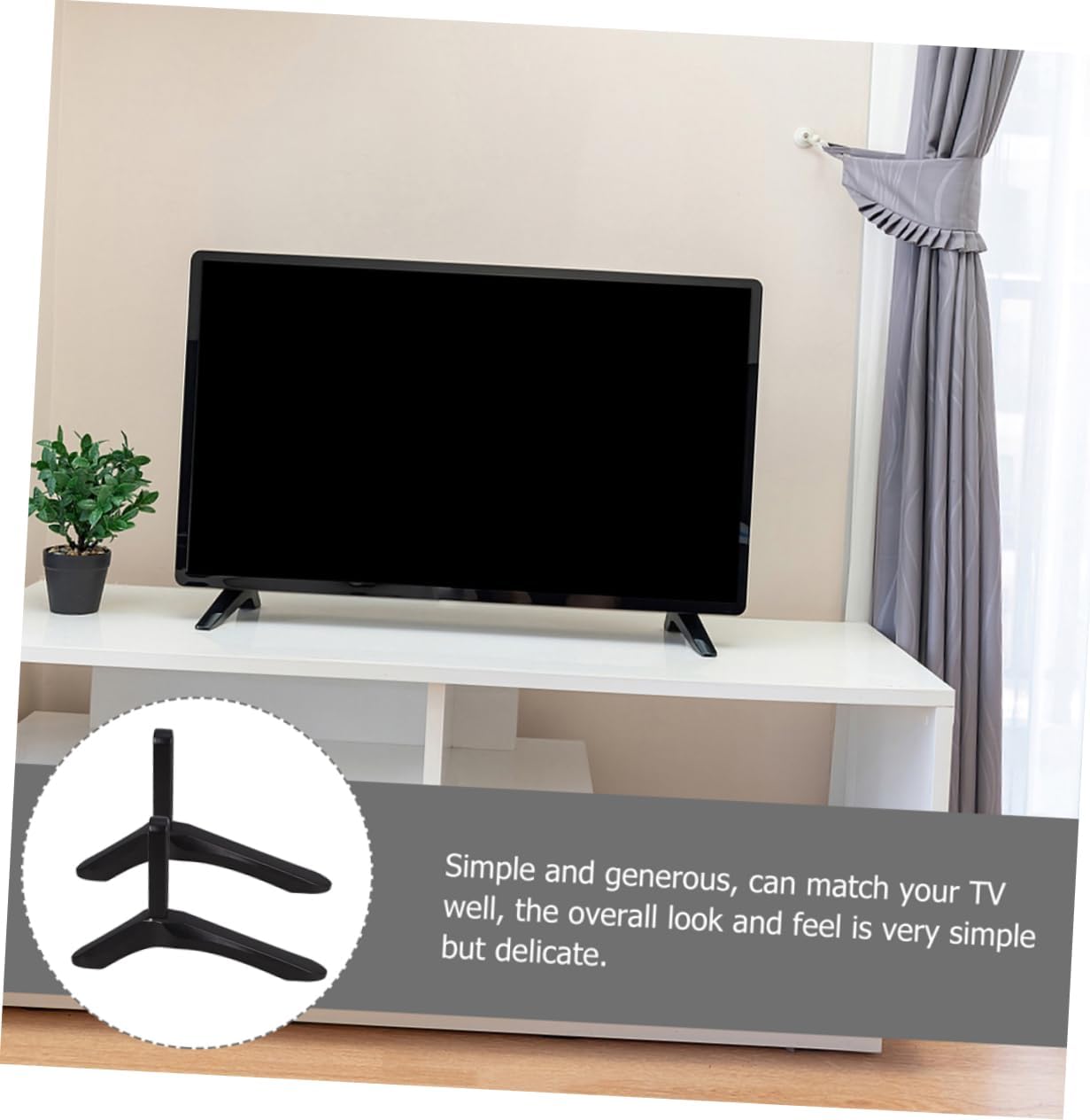 Garneck 1pair Heavy Duty No-Drill Tv Stand Mount Stable Base Height for Living Room Bedroom and Hotel Tv Tabletop