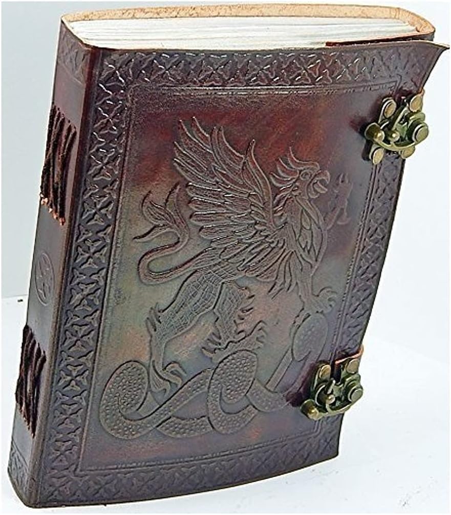 MONTEXOO Leather Dragon Journal Notebook with Lined Paper - Dungeons and Dragons Journal Diary Notebook Dnd Book Shadows for Men women 6 x 8 inch with 220 pages Brown