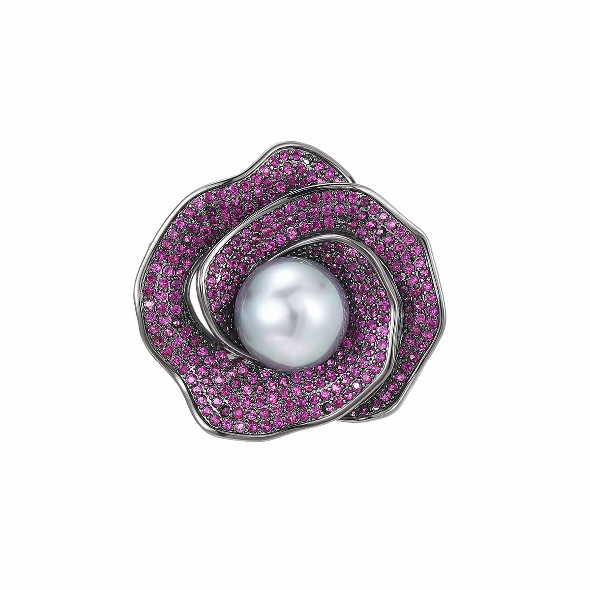 UNVAK Purple Rhinestone Flower Brooch Pin for Women Flower Pearl Brooches Lapel Pin Party Jewelry Gift for Mother Wife