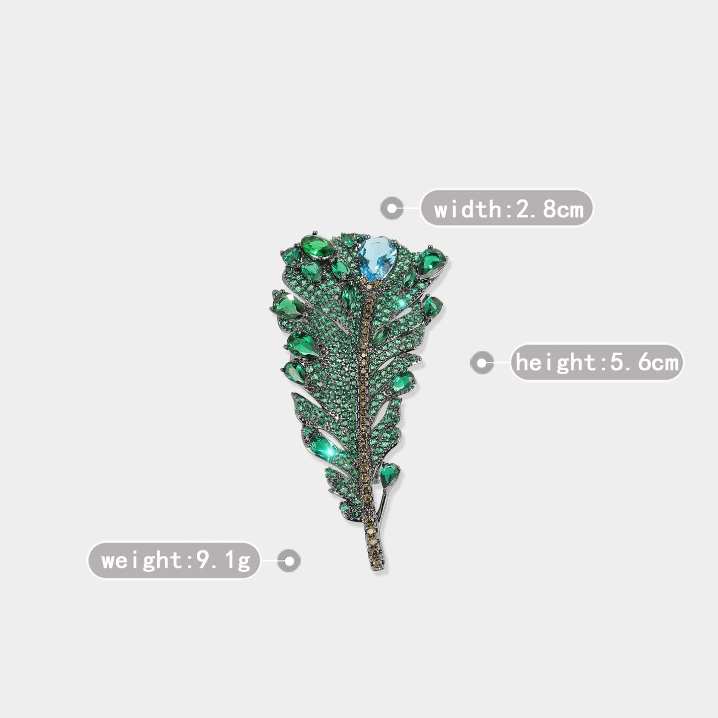 AILONMEI Elegant Pearl Flower Designer Brooch Pins Broches Costume Jewelry For Women Fashion Christmas Gift (Green Feather)