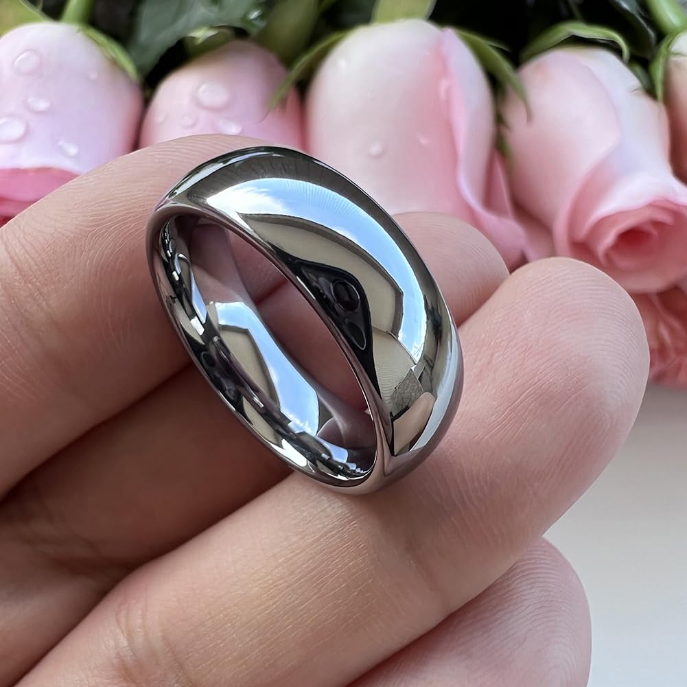 TUTISS 7mm Tungsten Carbide Rings for Men Women Engagement Wedding Bands Domed Polished Shiny Comfort Fit Size 13