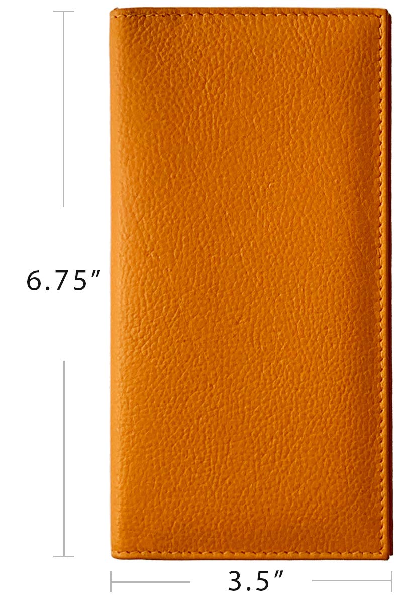 123 Cheap Checks Bright Orange Basic Genuine Leather Checkbook Cover For Men & Women