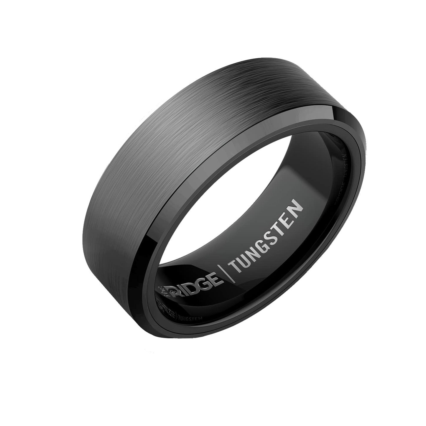 The Ridge Gunmetal Beveled Ring Comfort Fit Wedding Band - 9
