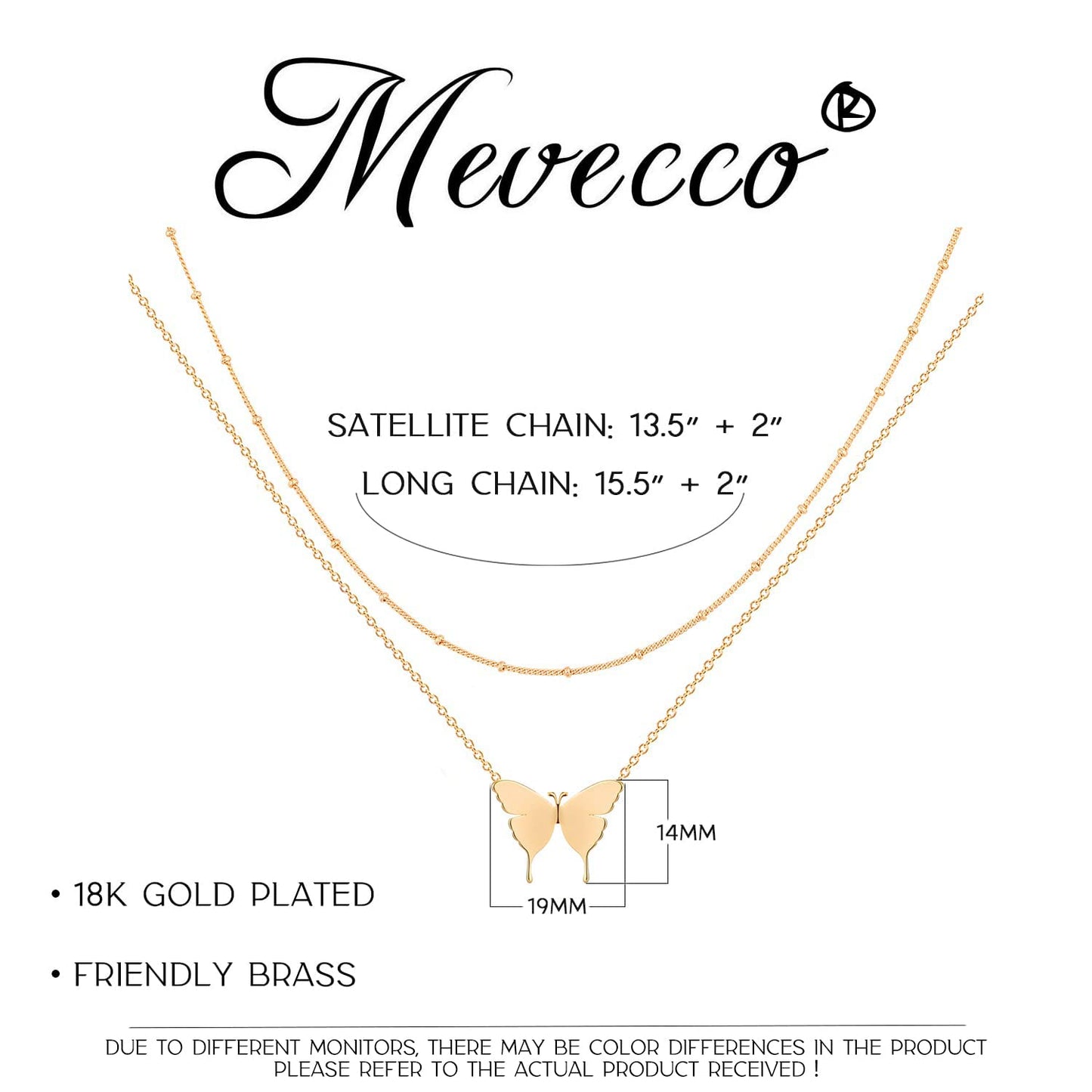 MEVECCO Gold Butterfly Necklaces Layered Choker Necklace for Women,18K Gold Plated Dainty Cute Handmade Jewelry