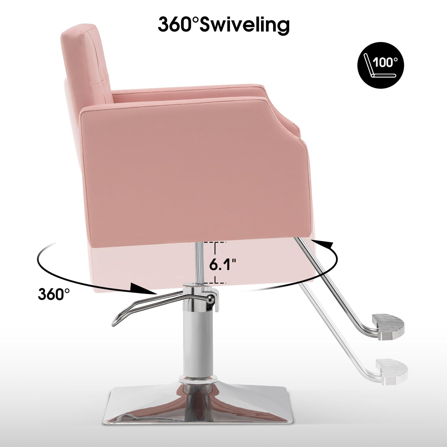 BarberPub Classic Salon Chair for Hair Stylist,Hydraulic Barber Styling Chair,Beauty Salon Spa Equipment 8818 (Pink)