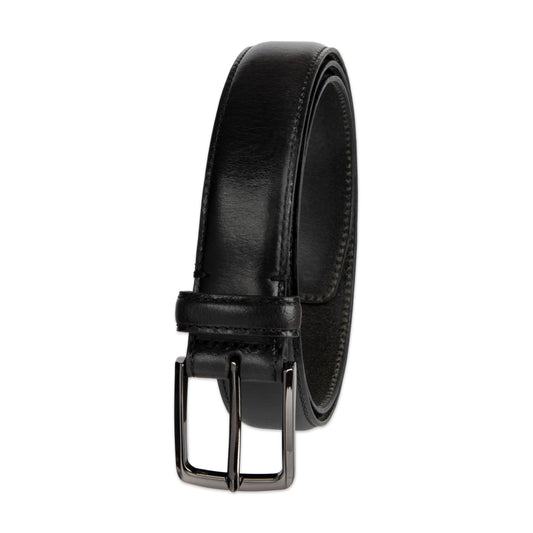 Haggar Men's Leather Dress Belt, Black, Medium