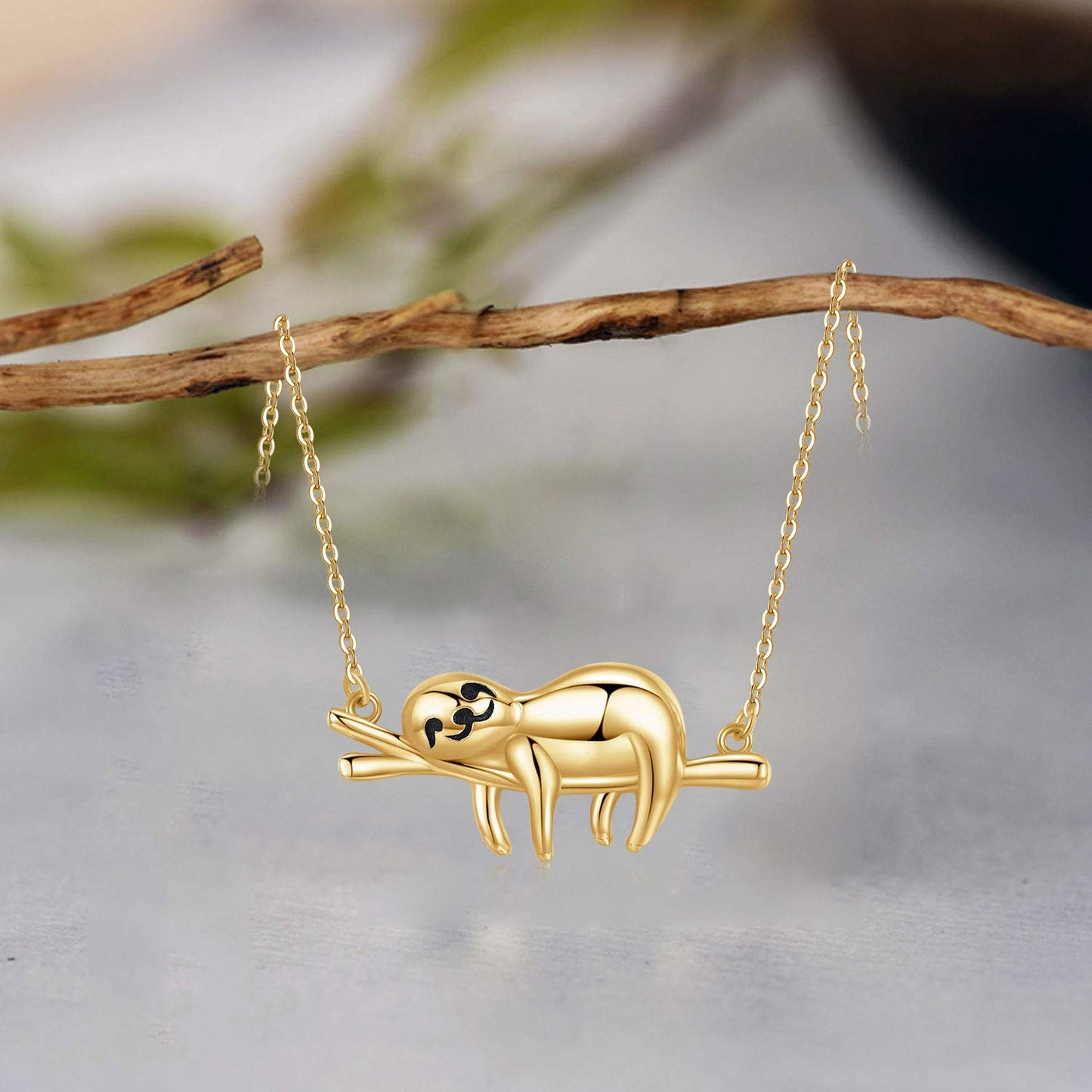 JUSTKIDSTOY Sloth Gifts for Women 925 Sterling Silver Cute Gold Sloth Animal Pendant Necklace “Slow Down Be Happy” Animal Jewelry Valentines Day Gifts for Girlfriend Wife Daughter