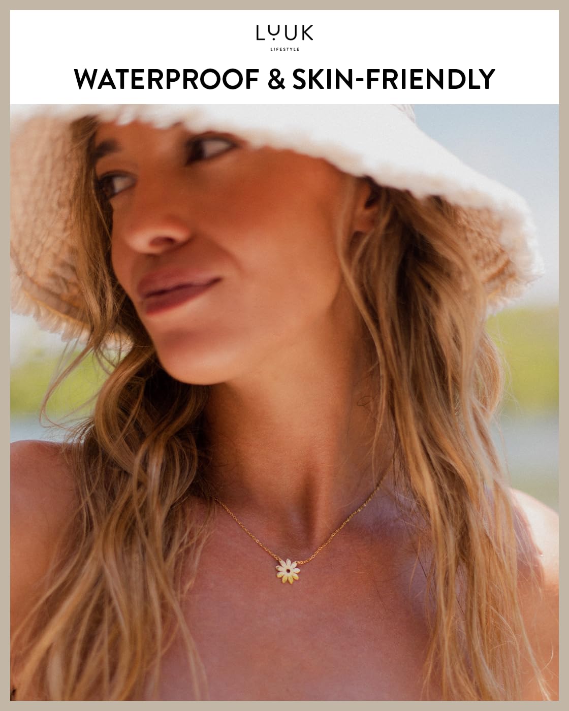 LUUK LIFESTYLE Stainless steel Floral|Flower pendant necklace, 14k gold plated, 19in adjustable, sturdy chain, Gift ideas for her, dainty, trendy, aesthetic (with HAPPINESS Gift Card)