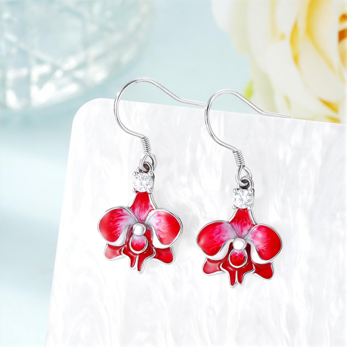Orchid Earrings 925 Sterling Silver Flower Earrings Orchid Jewelry Gifts for Women