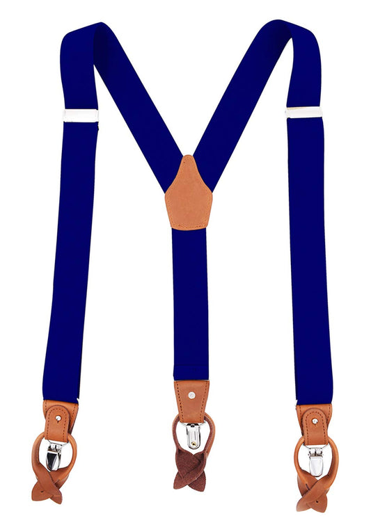 MENDENG Men's Suspenders Braces Leather Strap Father/Husband's Gift 6 Buttons