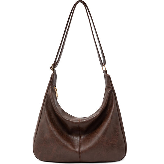 NIUEIMEE ZHOU Hobo Bags for Women Foldable Vegan Leather Shoulder Handbag Slouchy Tote Crossbody Purses
