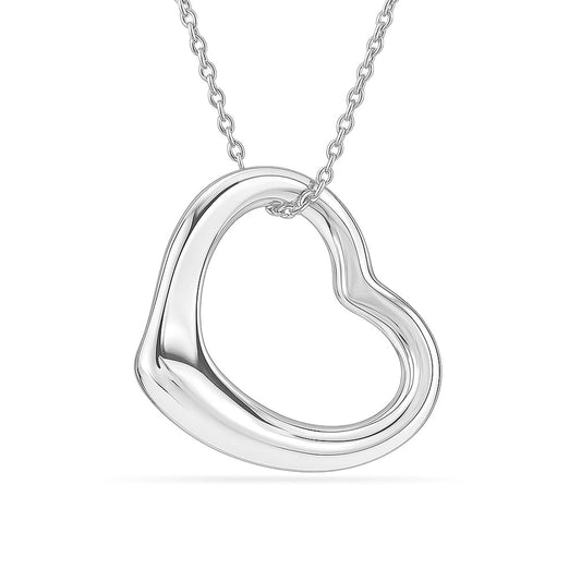 LeCalla 925 Sterling Silver Heart Necklace Open Heart Pendant Open Heart Necklace for Women Floating Love Heart Necklace 18 Inches