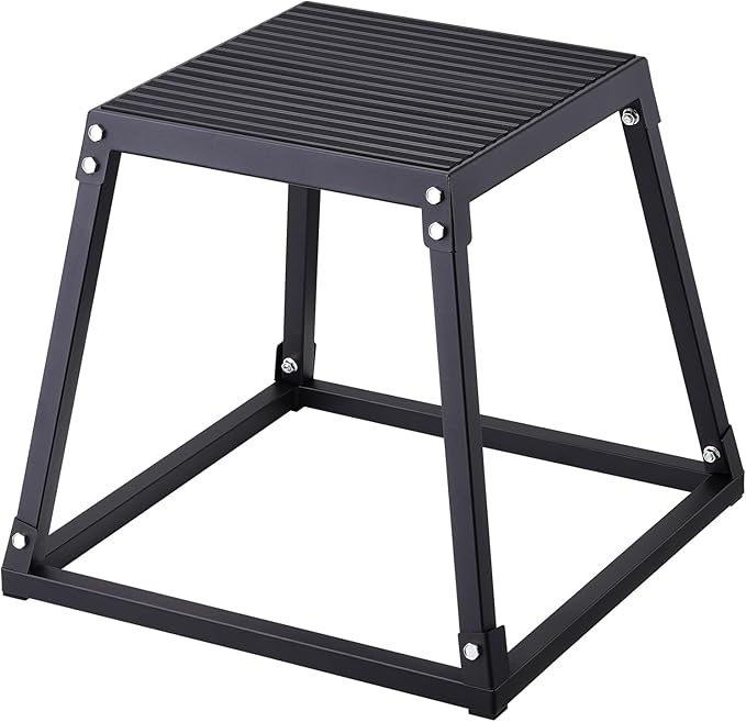 VEVOR Plyometric Jump Box, 18 Inch Plyo Box, Steel Plyometric Platform and Jumping Agility Box, Anti-Slip Fitness Exercise Step Up Box for Home Gym Training, Conditioning Strength Training