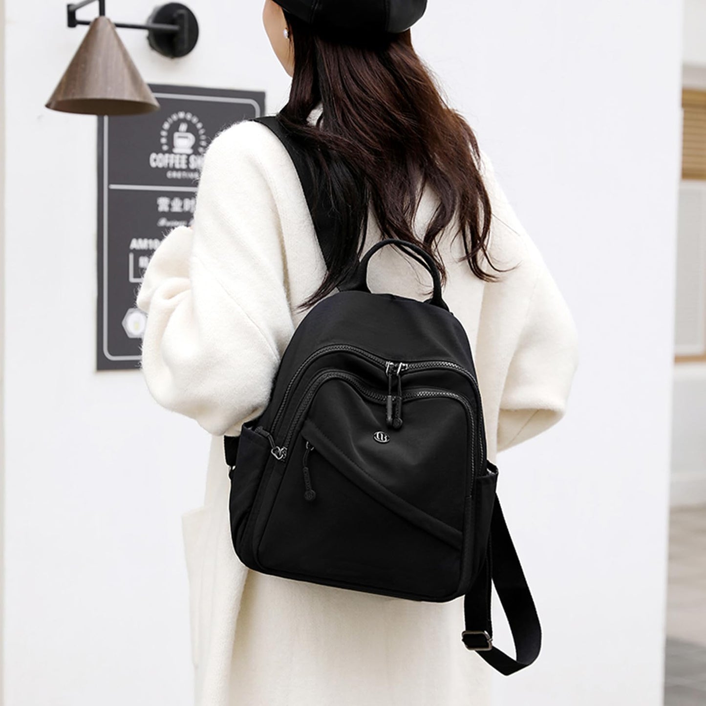 Wafybsre Backpack for Women Small, Mini Nylon Travel Backpack Purse, Shoulder Bag Cute Lightweight Daypack for Ladies (Black)
