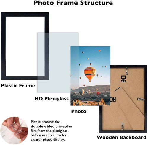 JCJMY 4x5 Black Picture Frame - Versatile Wall Hanging or Tabletop Display with Shatter-Resistant Plexiglass