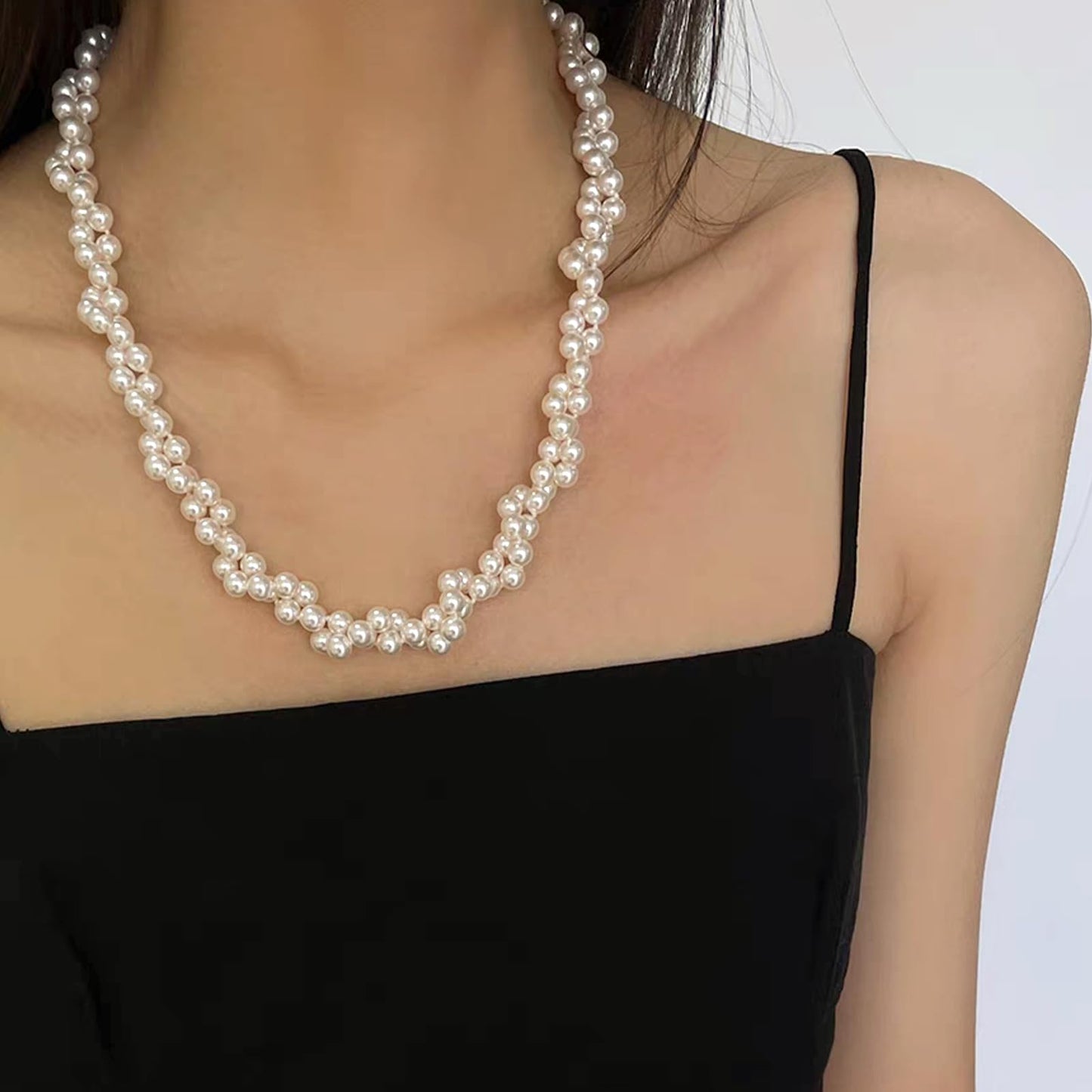 Zeffy Long Pearl Necklaces for Women Faux Cream White Pearl Strand Layered Necklace 1920s Gatsby Costume Jewelry