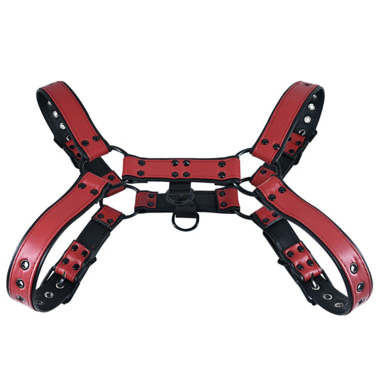 ZZRBVFH Men's Adjustable PU Leather Chest Harness - Fashion Body Shoulder Straps with Buckles for Clubwear Party Outfits (Red)