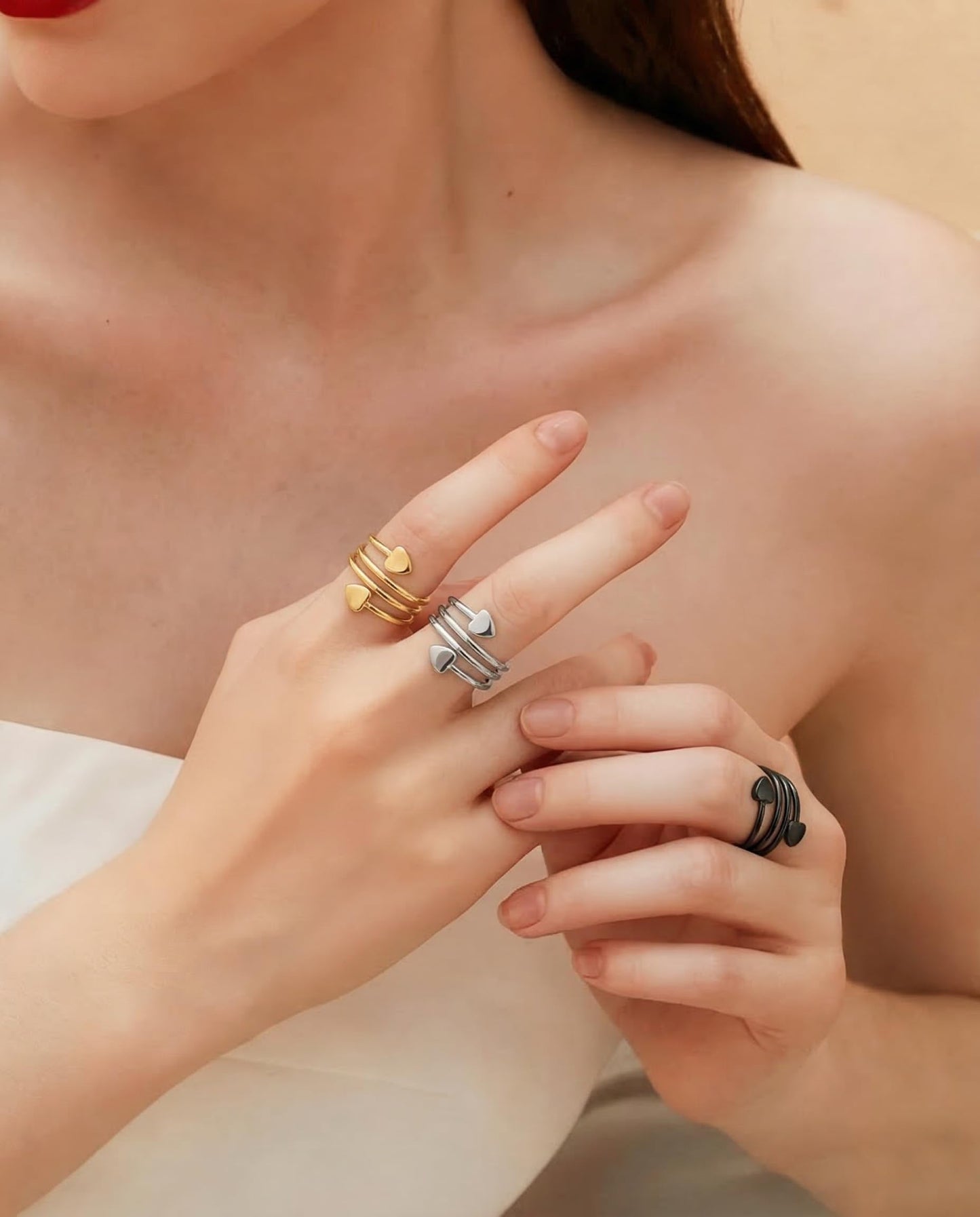 BioMag Copper Rings for Women, 99.99% Pure Copper Magnetic Rings Thumb Rings for Lymphatic Drainage, Adjustable Jewelry Gifts for Women (Black, Silver, Gold)