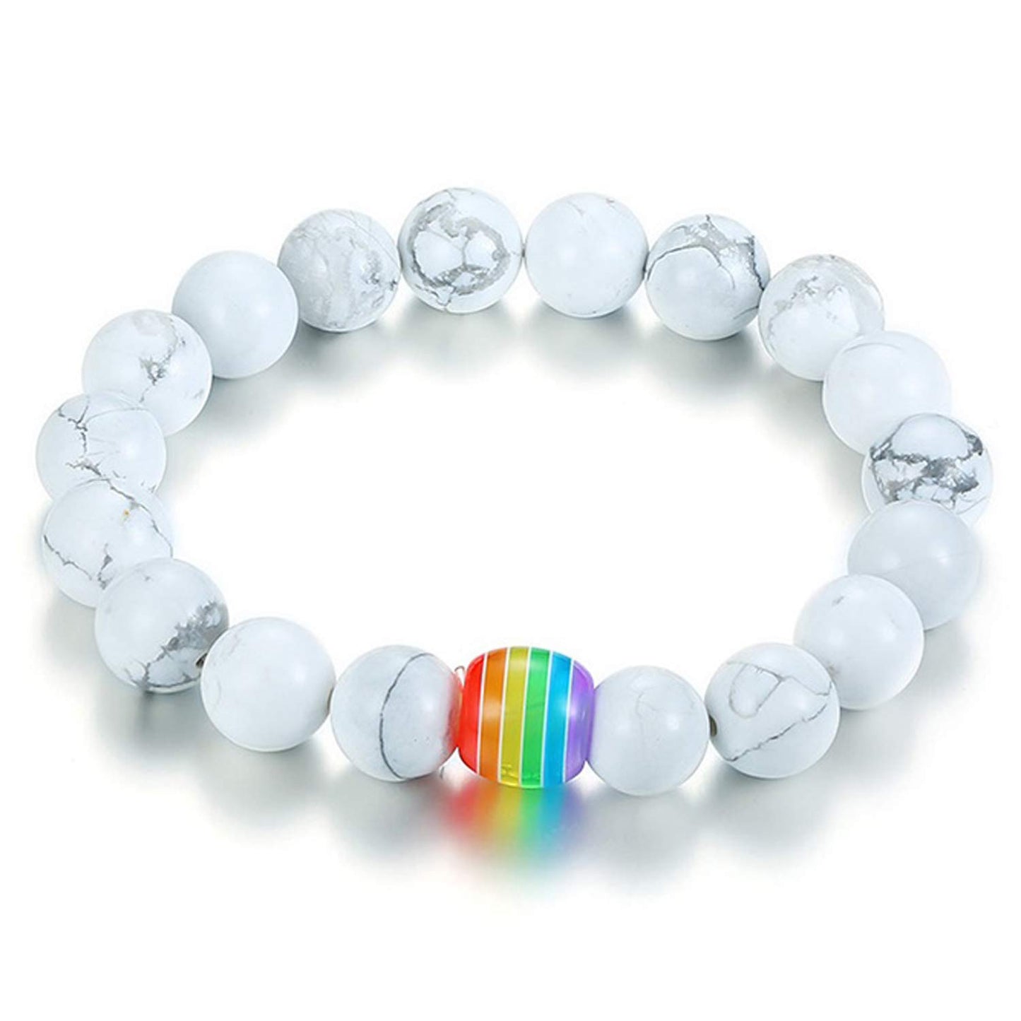 Nanafast LGBT Gay Rainbow Relationship Beaded Bracelet Couple Matching Pride Bead Bracelets Bangle 2 Pack (White/Black)