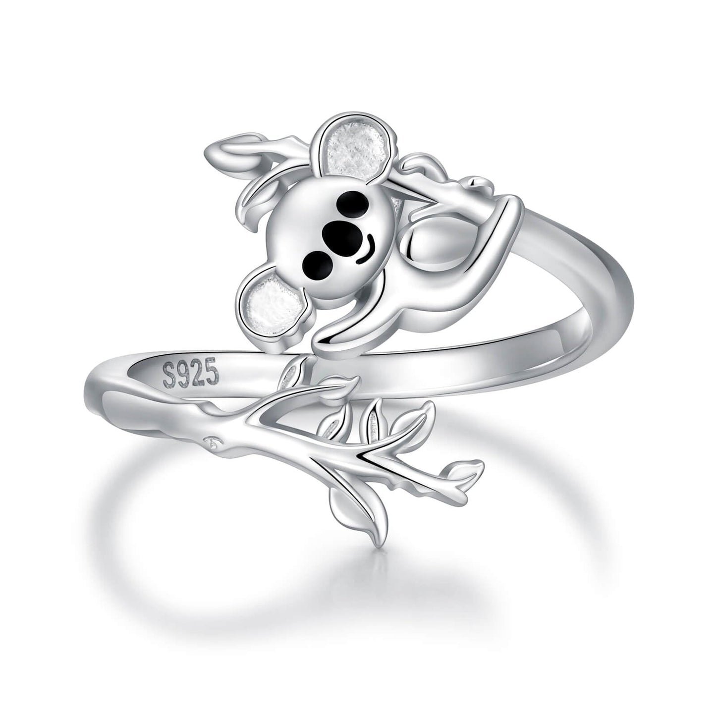 Zepmais 925 Sterling Silver Animal Ring - Adjustable Open Owl Axolotl Rings with Heart Cubic Zirconia Opal Cute Animals Jewelry Gifts for Women (Koala)