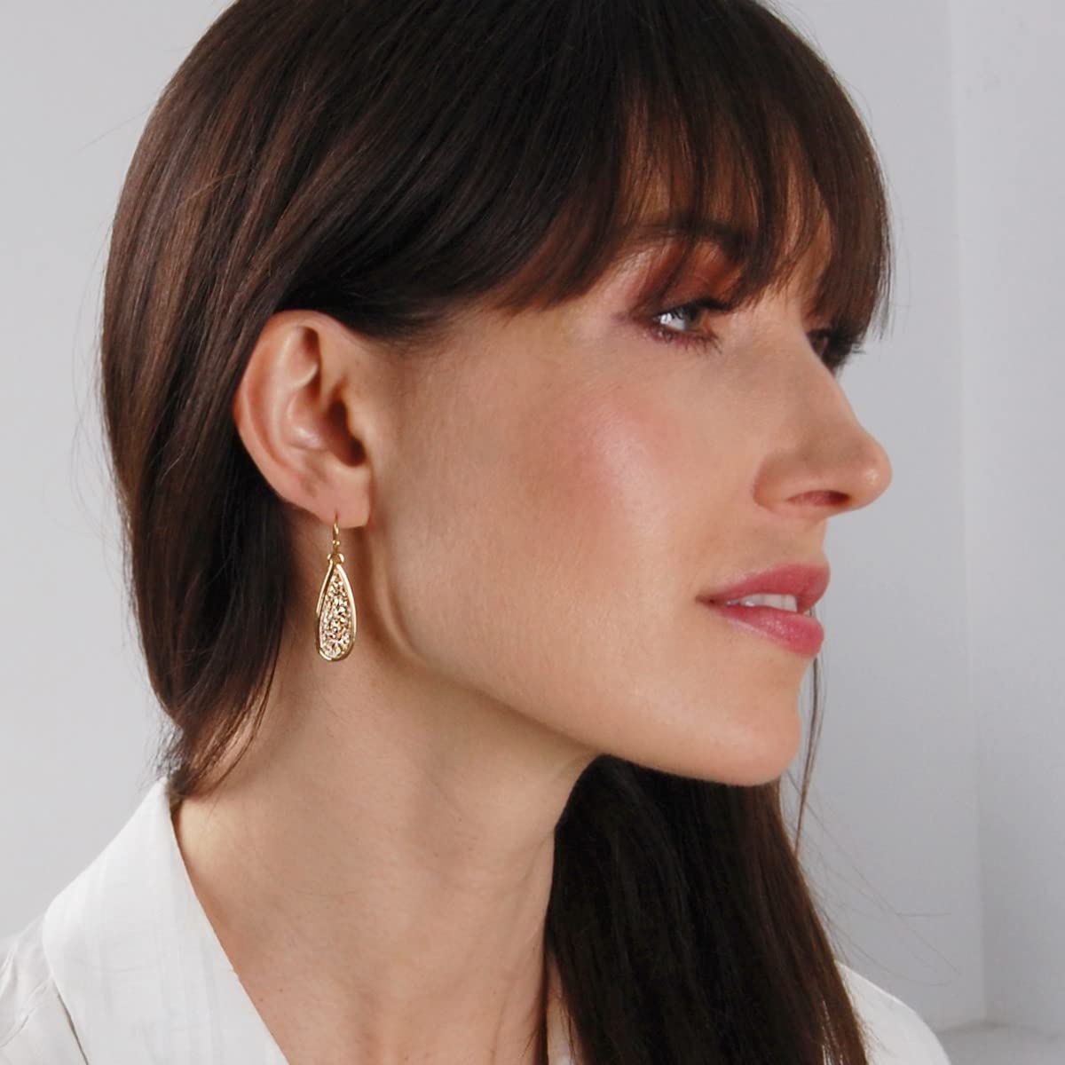 Gold Tone Earrings for Women - Gold Tone Teardrop Earrings for Women, Simulated Druzy Dressy Dangles, Sparkly Long Tear Drop Dangly Boho Drops, Dangling Bohemian Dangles for Wedding, Bridesmaid, Prom