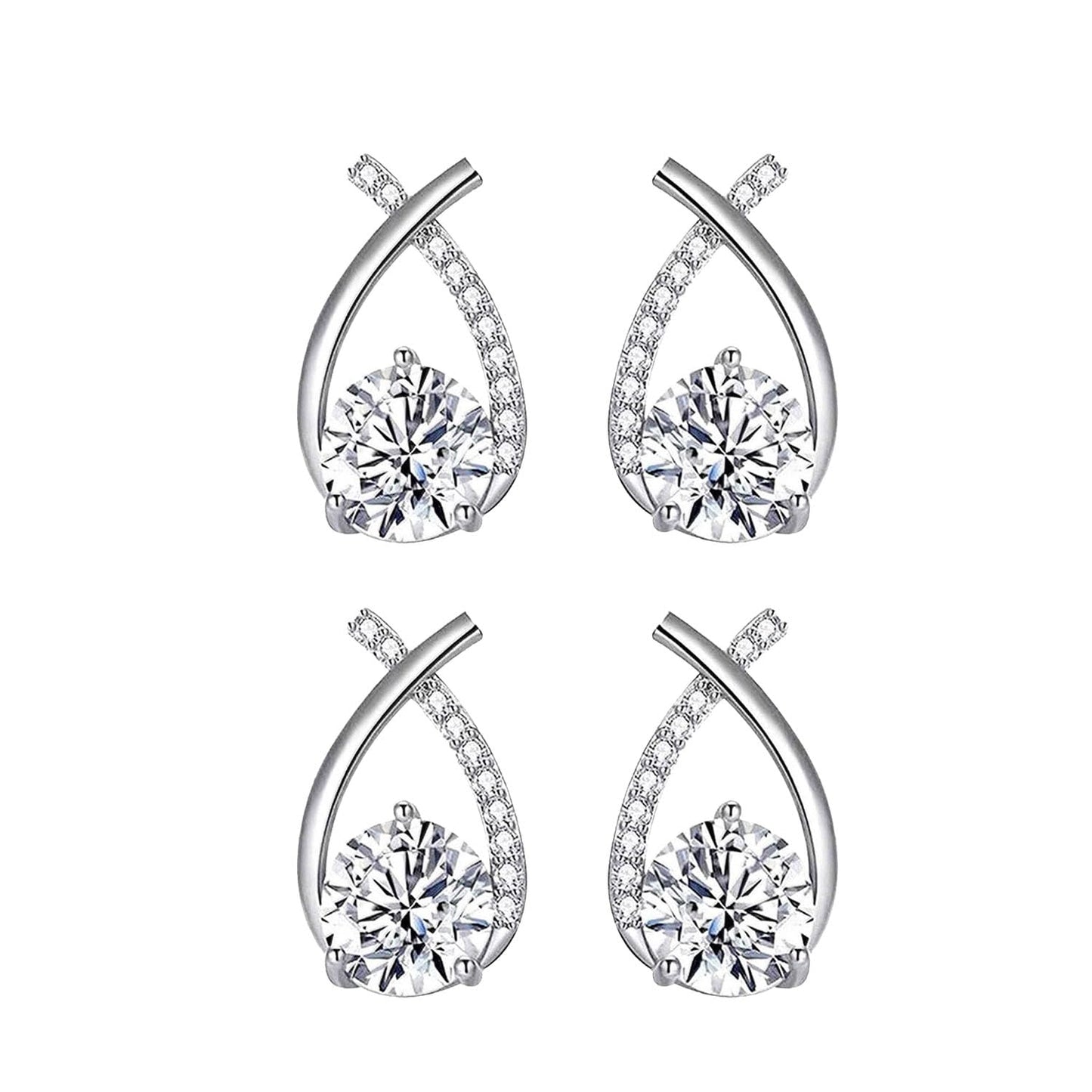 Halolux Lymphvity Germanium Earrings for Women Atheniz Lymphatic Drainage Earrings Gold Silver Cubic Zirconia Hoop Earrings Trendy Jewelry for Women (Sliver B+Sliver B)