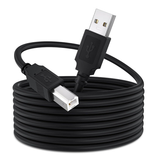 Qxcynsef 2.0 25 25FT USB Printer Cable FT USB A to USB B Cable for HP, Canon, Epson, Brother, Lexmark Printer, Scanner