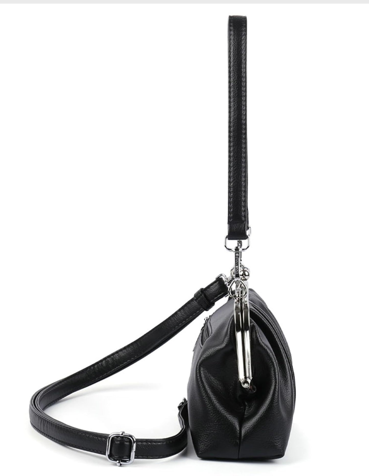 Slouchy Women's PU Leather Kiss Lock Hobo Crossbody Bag Kiss Clasp Purse Crossbody Shoulder Bags Wallet Handbags Tote Purses