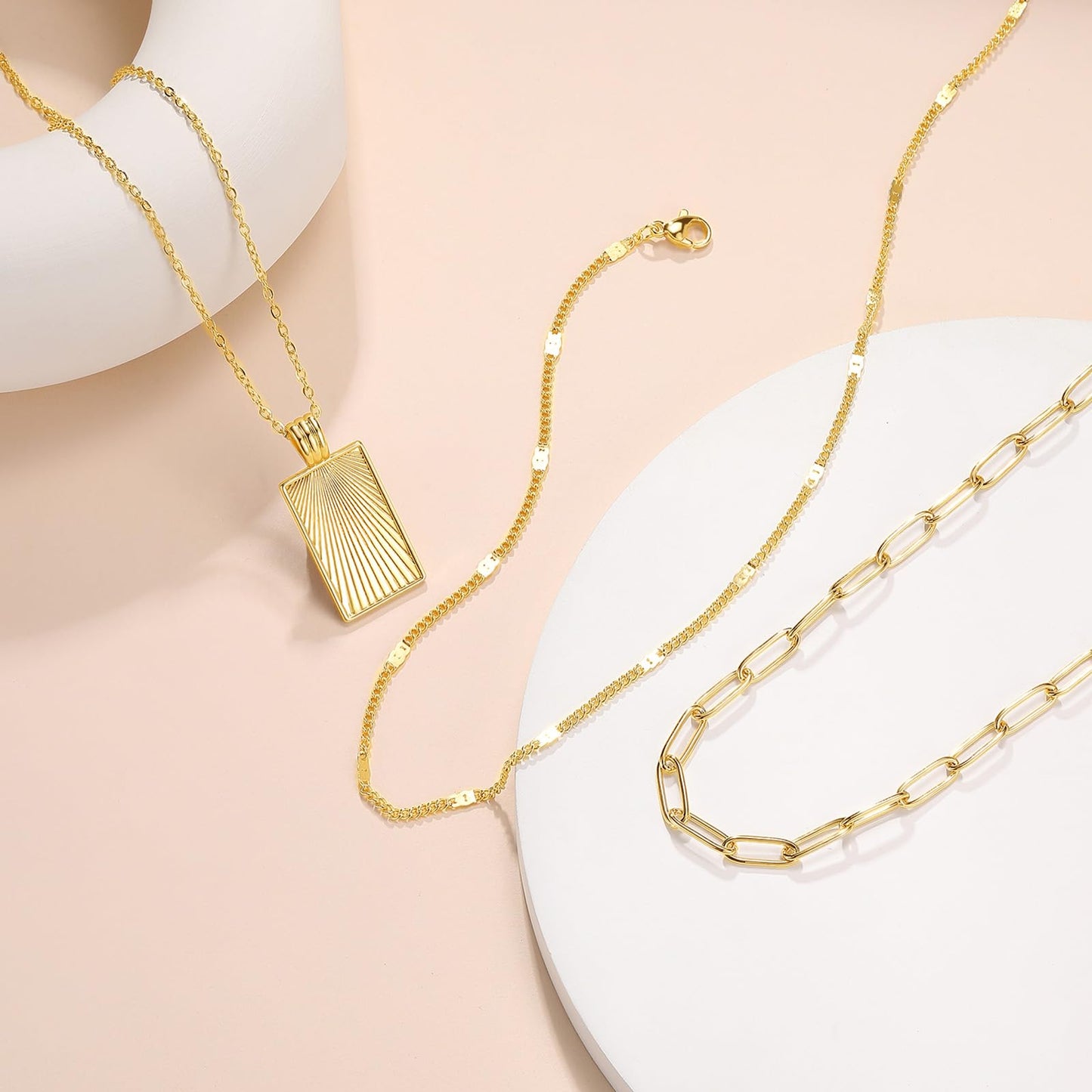 PDWZNBA Layered Gold-plated Necklaces for Women, 14K Real Gold-Plated Triple Chain Necklace, Dainty Choker Jewelry Set, Trendy Jewelry Gifts