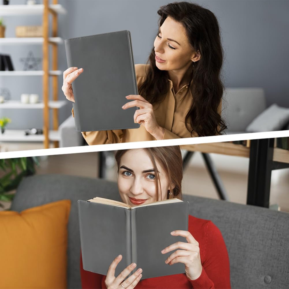 CRASPIRE A5 Leather Book Sleeve with Card Slots Waterproof Notebook Cover Tan PU Envelope Folder Business Briefcase Reusable Leather Portfolio Organizer for Book Lover Classmate Gifts