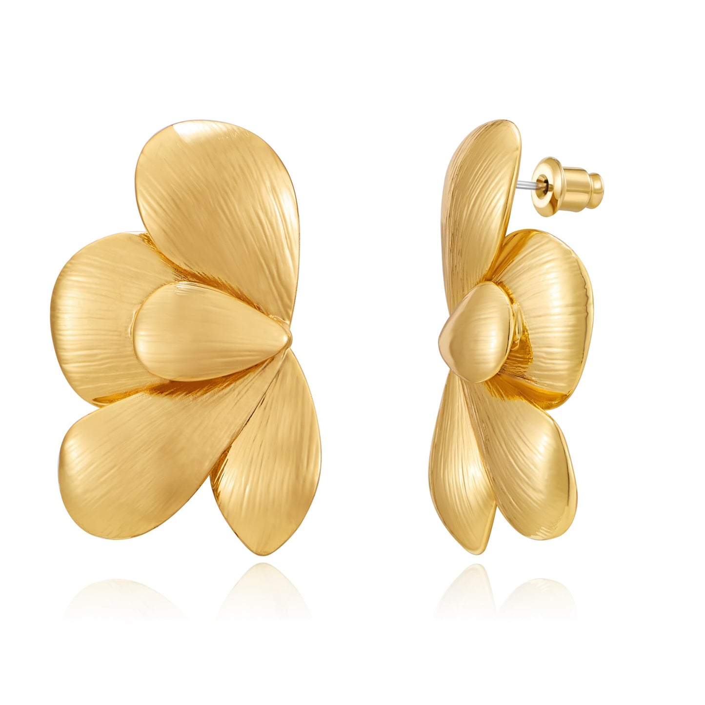 ENSKEFEN Gold Flower Earrings for Women Boho Vintage Bold Floral Earring Trendy Chunky Statement Summer Petal Earrings