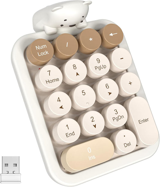 MOFII 18 2.4G Accounting 10 Wireless Number Pad with Bear - Mixed Milktea Numeric Keypad Keys Round Keycap Colorful