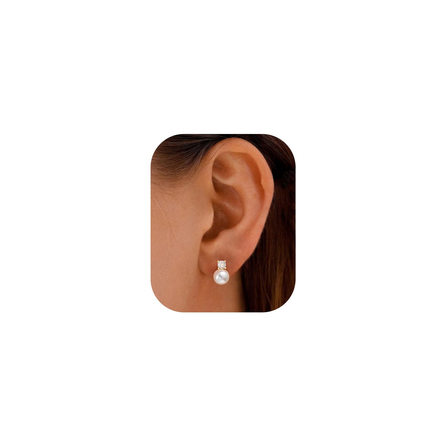 PRTGL Pearl Earrings - 14K Gold Plated Pearl Cubic Zirconia Wedding Earrings for Brides Bridesmaid Women