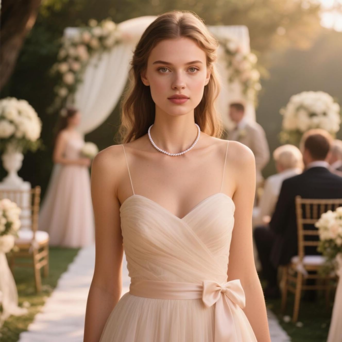 Lookray Pearl Necklace for Women Dainty 6MM Round Imitation Pearl Choker Necklace Simple Multilayer ‌Pearls Choker Fashion Wedding Pearls Jewelry for Brides