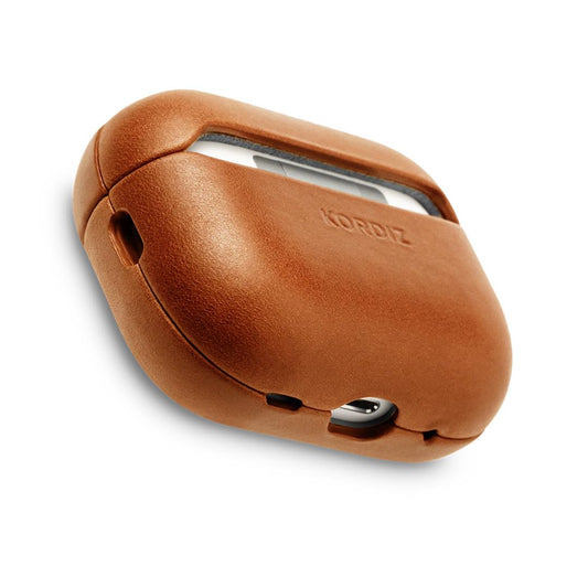 KORDIZ for AirPods Pro 2nd Generation Leather Case Cover – Genuine Full-Grain Oil-Waxed Cowhide Leather Case for Airpods Pro 2 – Rugged Vintage Patina – Front LED Visible (Saddle Brown)