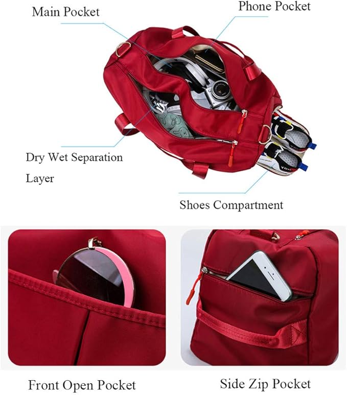 KARRESLY Sports Gym Bag for Women or Men Travel Duffel Bag with Wet Pocket and Shoes Compartment for Training Swim Yoga(Purple)