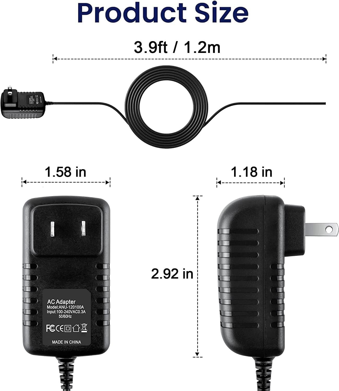Xzrucst 2.4" AC Adapter for Digital IR Baby Monitor Video Talk Camera Power Supply Cord