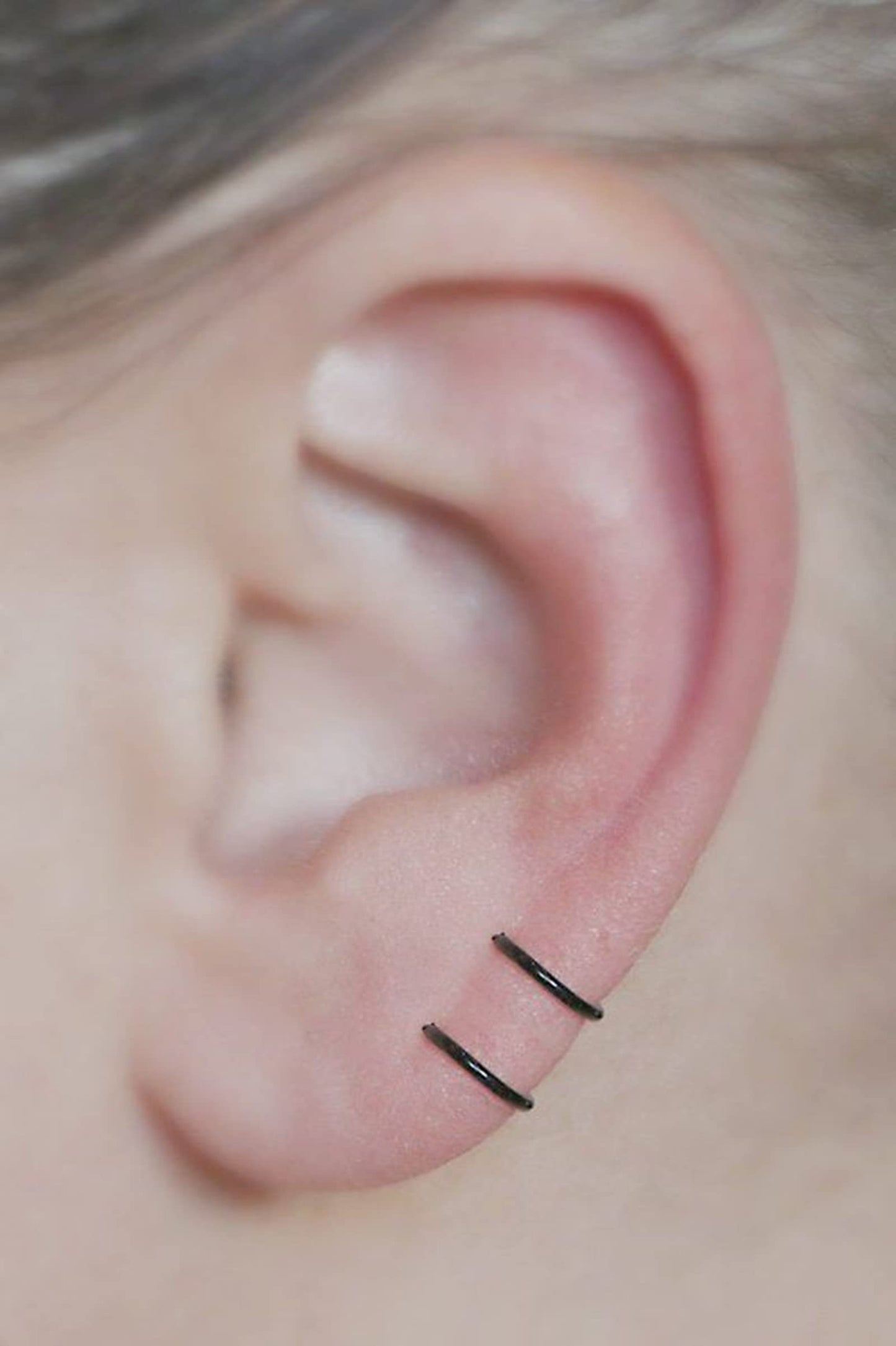 EPIRPRA Silver Hoop Earrings- Cartilage Earring Small Hoop Earrings for Women Men,4 Pairs of Hypoallergenic 925 Sterling Silver Tragus Earrings (Black,8mm/10mm/12mm/14mm)