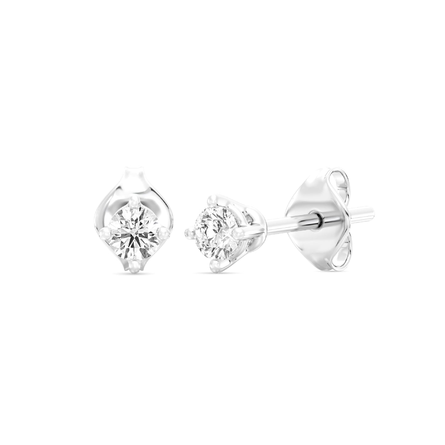 Gilded 1/5 ct. T.W. Round Lab Diamond Stud Earrings for Women | 925 Sterling Silver Studs | Hypoallergenic Fine Jewelry | 4-Prong Basket, Push Back Nut | SI1 Clarity, F Color, Round Cut